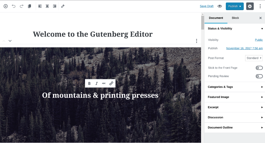 Gutenberg editor