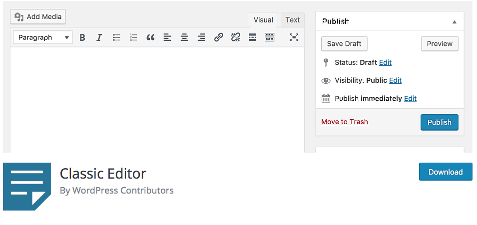 Editor clásico. Alternativa a Gutenberg.